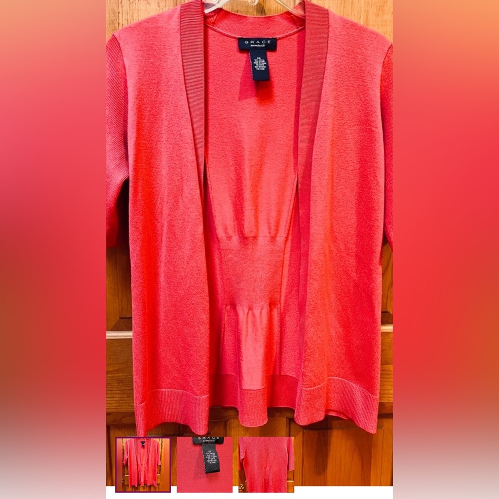 New, short-sleeve coral sweater